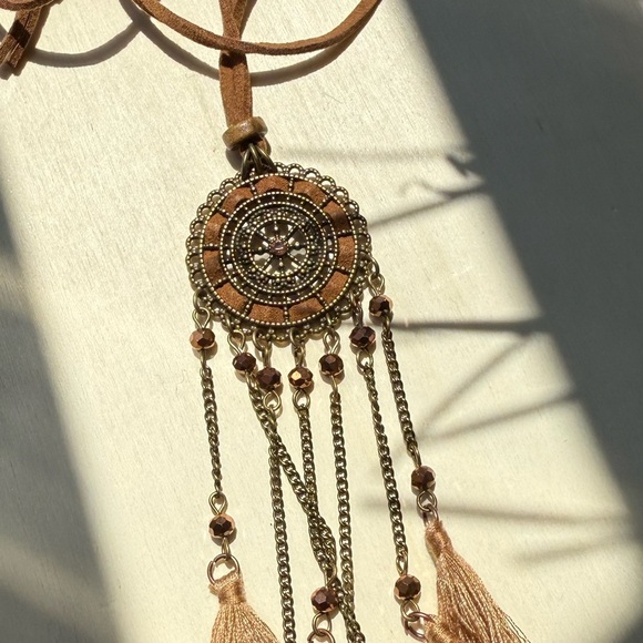 Anthropologie Vintage Ethnic Wheel Tassel Long Necklace - Picture 7 of 7